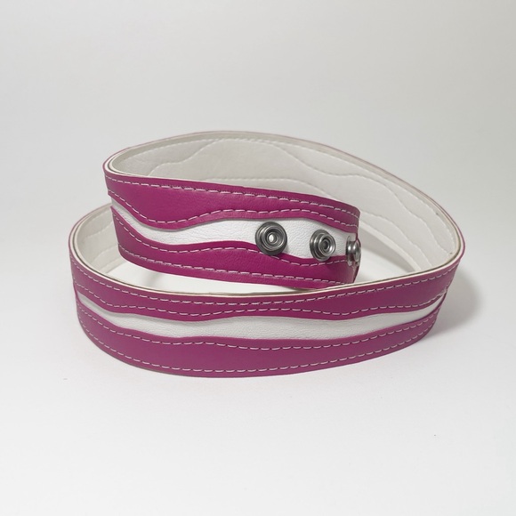 Handmade Adjustable Vinyl Belt with SS Snaps and Decorative Stitching
